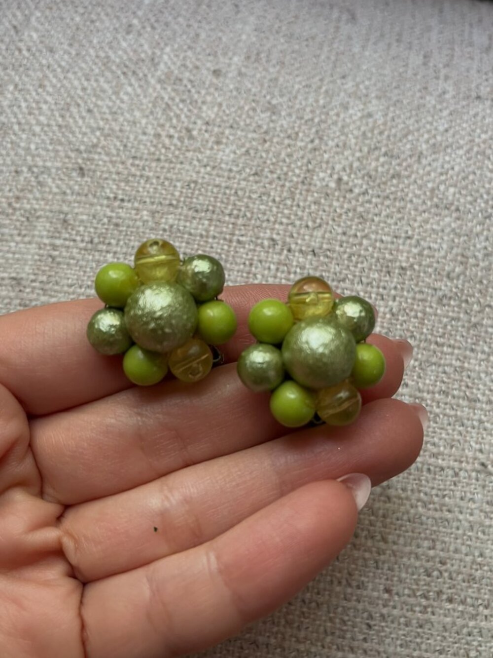 Vintage clip on green earrings